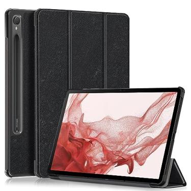 Imagem de Yiernuo Capa para tablet Samsung Galaxy Tab S9 FE 5G 10,9 polegadas/Galaxy Tab S9 11 polegadas 2023, capa fina e leve com três dobras para PC com função despertar/hibernar automaticamente, preta