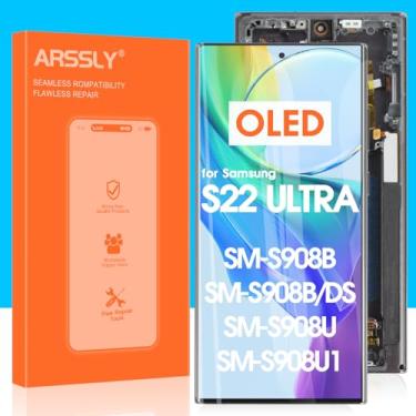Imagem de Tela de substituição OLED para Samsung Galaxy S22 Ultra 5G S908 Display LCD para Samsung S22 Ultra digitalizador SM-S908B SM-S908U Montagem de tela sensível ao toque com ferramentas (preto com