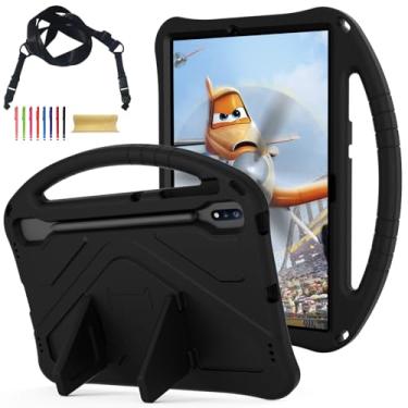 Imagem de Capa infantil para Samsung Galaxy Tab S10+ Plus/S9 FE+ Plus/S9+/S8+/S7+/S7 FE de 12,4 polegadas, capa leve com alça de suporte, à prova de impacto, com alça de ombro, adequada para crianças, para