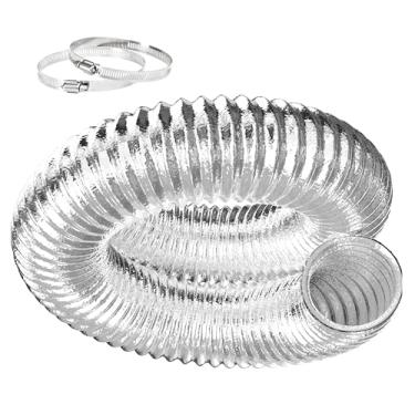 Imagem de Healsmart Mangueira de ventilação do secador, duto longo flexível isolado de 10 cm com 2 braçadeiras, proteção resistente de três camadas para aquecimento e ventilação HVAC, prata
