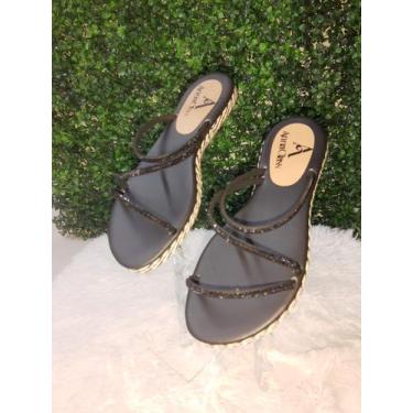 Imagem de sandália Rasteirinha com Brilho - annaclass, 36, Preto