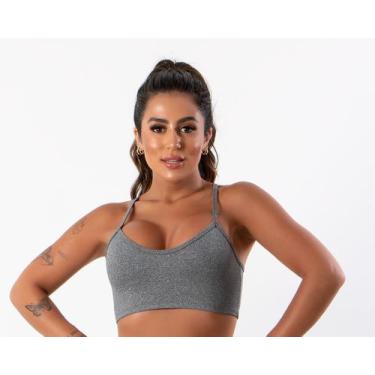 Imagem de Top Fitness Feminino Nadador Alça Fina sem bojo Academia - blees, Cinz