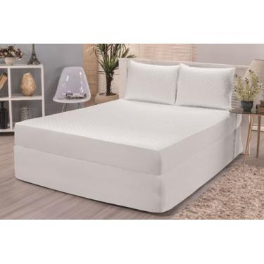 Imagem de Capa Colchão Box King 203 x 93 x 35 Cor Branco Impermeável Com Zíper -