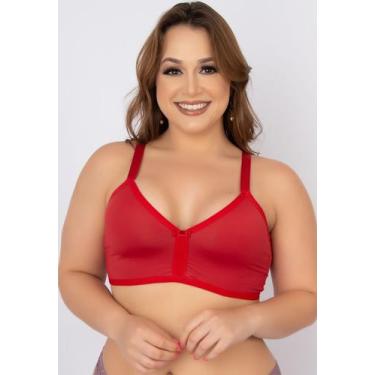 Imagem de Sutiã Vekyo Plus Size Sem Bojo Alça Reforçada, Mulher, G, Vermelho