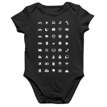 Imagem de Body Bebê Algodão Viajante 40 Icones Turista - Foca na Moda, Preto, M