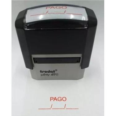 Imagem de Carimbo 4911 P2 3,8cm X 1,4cm - PAGO - Tinta Vermelha - TRODAT