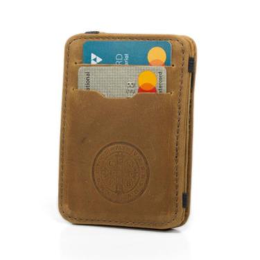 Imagem de Carteira Masculina Mágica Tripla Em Couro Estampa São Bento Envio Imed