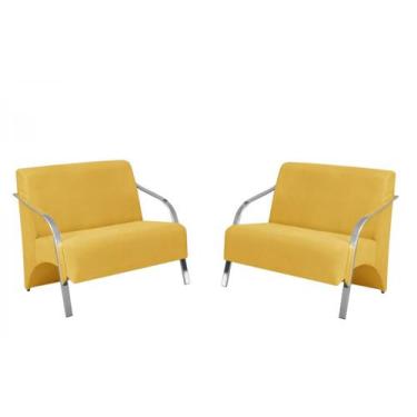 Imagem de Kit 2 Poltronas Namoradeira 2 Lugares Vênus Braço Alumínio D Salla Sue