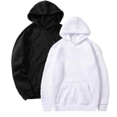 Imagem de Kit 2 Moletom Masculino Feminino Blusa Casaco Canguru Capuz Kit com 2 