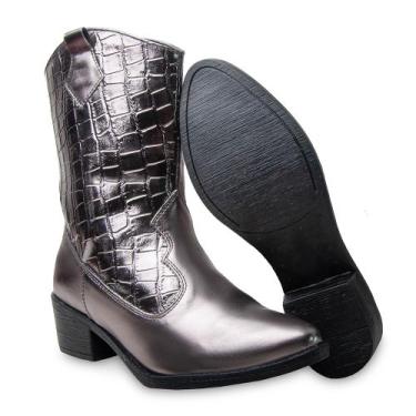 Imagem de Bota Texana Western Bordada Croco Feminina Tendencia Moda Ana Castela 