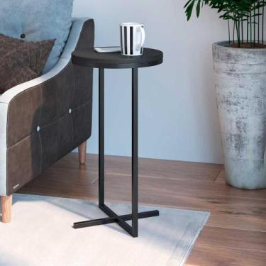 Imagem de Mesa Lateral Redonda Industrial Estrutura em Metal 56 cm - Artesano SE