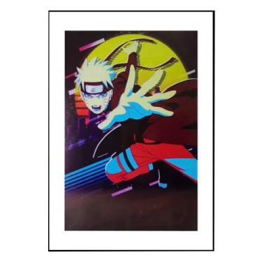 Imagem de Quadro Decorativo Naruto com Moldura Branca e Vidro 30x20 Mdf Madeira 