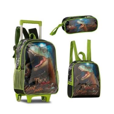 Imagem de Kit mochila escolar t-rex dinossauro menino rodinha lancheir - CLIO ST