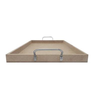 Imagem de Bandeja Retangular Lisa Simples com Alça 30,5x20,5x2 Mdf 6mm Madeira -