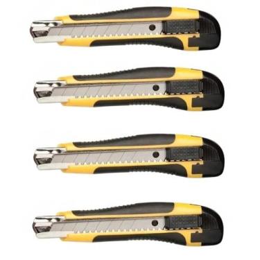 Imagem de Kit 4 Estilete Profissional Emborrachado C/ 2 Lâminas 18mm - Importado