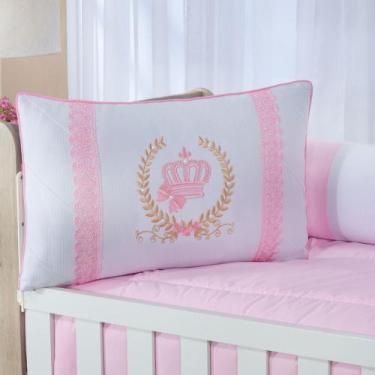 Imagem de Kit enxoval para berço condessa rosa coroa menina barato - MEDINA CONF