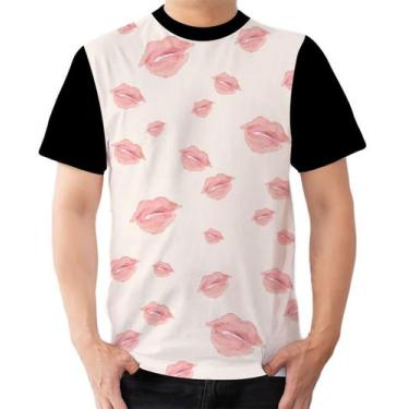 Imagem de Camiseta Camisa Ads  Beijos Lábios Batom Amor Namorados - Fabriqueta, 