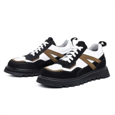 Imagem de Tênis Reverse Tratorado Avalon em Couro Preto  Branco, 38