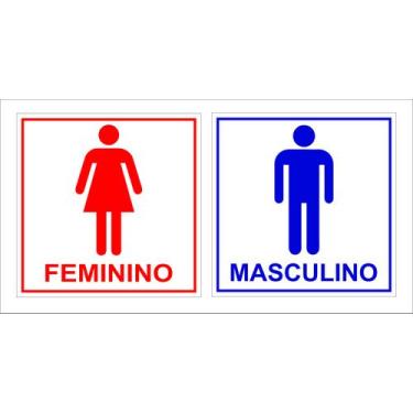 Imagem de Kit Placa Banheiro 20x20cm Masculino/Feminino Pvc - MJS