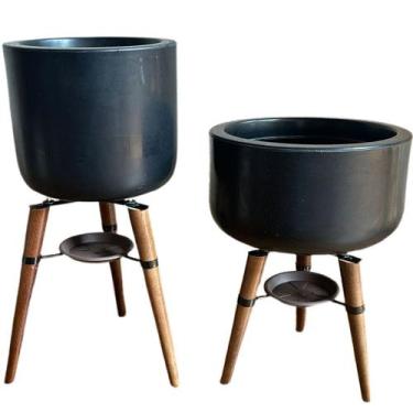 Imagem de Kit 2 Vasos Para Planta e Decoração com Tripé de Madeira - Alpe & Arit