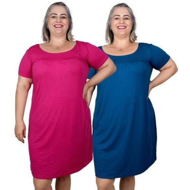 Imagem de Kit 2 Vestido Feminino Plus Size Manga Curta Moda Evangélica - Coalizã