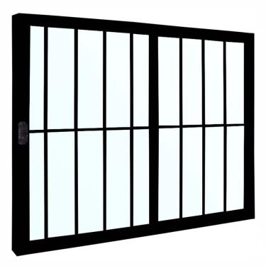 Imagem de Janela 2 folhas 1,00x1,20 com grade no alumínio preto