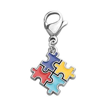 Imagem de CHOORO Colar de quebra-cabeça de autismo com pingente de fita Hope Asperger joia de conscientização presente para mãe autista/professora de autismo/menina autista, Metal