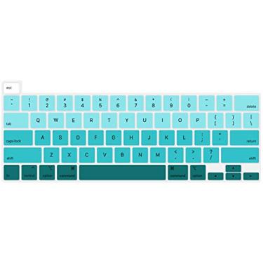 Imagem de Capa de teclado WYGCH para MacBook Pro de 16 polegadas 2019 versão A2141 com teclado de silicone Touch Bar protetor fino premium para MacBook Pro 13 polegadas modelo A2289/A2251 (versão 202020)., Rainbow green