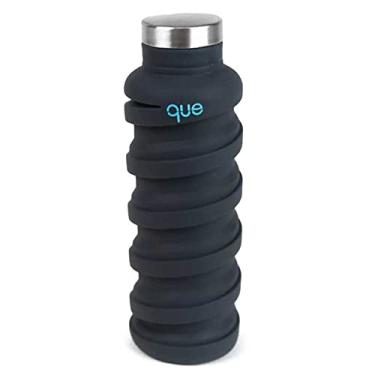 Imagem de Garrafa que | Projetada para viagens e ao ar livre. Garrafa de água desmontável – Silicone de grau alimentício/livre de BPA/leve/ecológico – 525 ml (1ª geração), Metallic Charcoal, 20oz