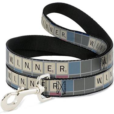 Imagem de Buckle-Down Coleira para animais de estimação Scrabble Winner Squares Grays/Blues/Pinks, 1,8 m x 3,8 cm