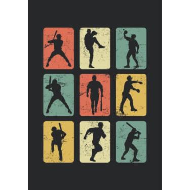 Imagem de Notizbuch A5 dotted, gepunktet, punktiert mit Softcover Design: Retro Baseball Pitcher Catcher Baseball: 120 dotted (Punktgitter) DIN A5 Seiten
