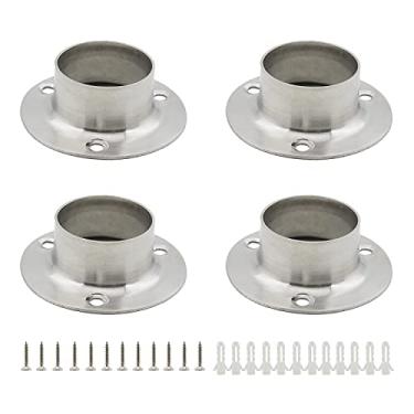 Imagem de Ulifestar Suporte para Haste de Cortina de Chuveiro 4 Peças, Suportes para Haste de Armário, Flange de Tubo de Aço Inoxidável Resistente, Suporte para Guarda-Roupa, Suporte de Extr (Diâmetro 32Mm/1,26