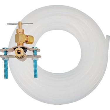 Imagem de Rocky Mountain Goods Kit de linha de água para máquina de gelo para geladeira de 7,6 m - Mangueira de linha de suprimento universal com válvula de sela de latão - Conexão de 6 mm para a maioria dos