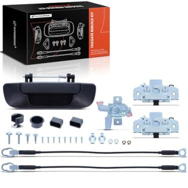 Imagem de A-Premium Kit de reconstrução de hardware de porta traseira com cabo compatível com Dodge Ram 1500 2003-2008, Ram 2500 2005-2009, Ram 3500 2006-2009, sem fechadura ou orifício para câmera, conjunto de