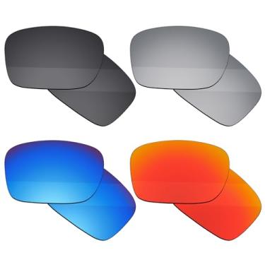 Imagem de Boldbright Lentes de substituição compatíveis com óculos de sol Oakley Turbine OO9263 - preto + titânio + azul + vermelho espelhado revestido