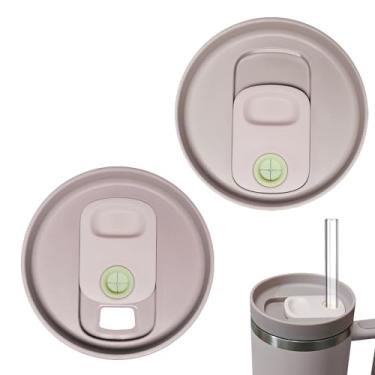 Imagem de Tampa de copo para Stanley - Substituição de tampa de copo de 1,134 g, 2 pacotes de tampas de copo reutilizáveis, tampa deslizante para bebida reta, tampas deslizantes sem derramamento para Stanley