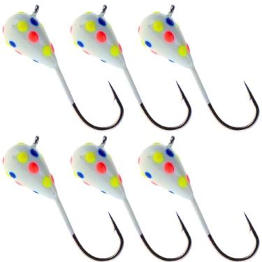 Imagem de Reaction Tackle Gabarito de gelo de tungstênio 7 mm - Wonder Glow Spots pacote com 6 com gancho de haste longa