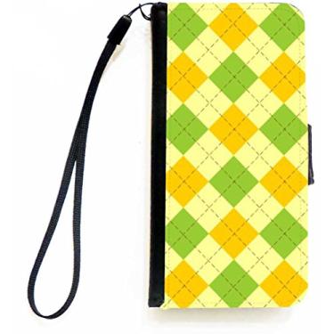 Imagem de Rikki Knight Capa tipo carteira flip verde e amarela Argyle com aba magnética para Apple iPhone 5c