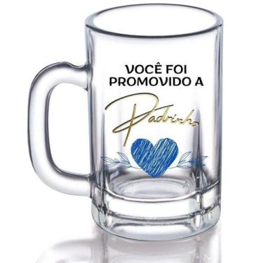 Imagem de Caneca de Vidro Taberna Para Convite Padrinhos Dindo e Dinda 1 unidade