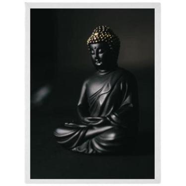 Imagem de Quadro Decorativo Buda Negro Moldura Branca 45X34Cm