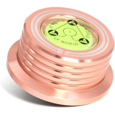 Imagem de Estabilizador de peso de gravação, grampo estabilizador de disco giratório com nível de bolha para toca-discos de vinil LP para vibração equilibrada (ouro rosa)