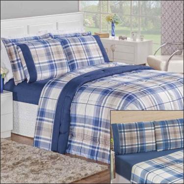 Imagem de Kit Edredom King 7 Peças Micropercal 200 Fios Naturale Titânio