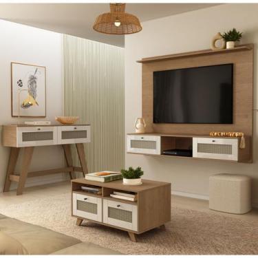 Imagem de Conjunto Sala Painel p/ TV até 72" com 2 portas, Aparador 2 Gavetas, M