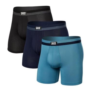 Imagem de SAXX Underwear Co. Cueca boxer masculina com bolsa esportiva de malha pacote com 3, hidro/marítimo/preto, grande