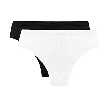 Imagem de Kit Com 2 Calcinhas Cintura Alta Microfibra, Trifil, Feminino, Branco/Preto, P