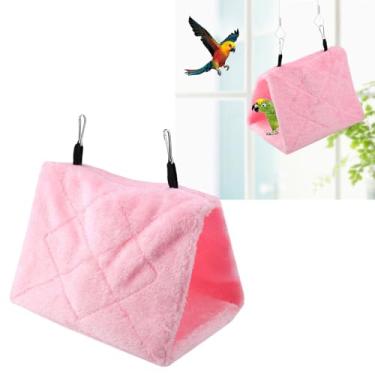 Imagem de Rede de pássaros de pelúcia Ninho de pássaro quente pendurado Pet Bird Cage Caverna Swing Parrot Tendas Cama para periquito Calopsita Lovebird Budgie Canário cacatua (M-Rosa)