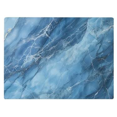Imagem de Tábua de corte de vidro de cozinha de mármore azul presente decorativo oceano pedra de granito marmorizado presente para sua mãe esposa (mármore azul)