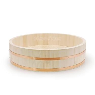 Imagem de Tigela de arroz japonesa grande Hangiri de madeira para sushi de 71 cm, banheira de sushi oke, banheira de mistura de arroz Hangiri, 71 cm, grande para sushi, 71 cm, banheira de arroz de sushi