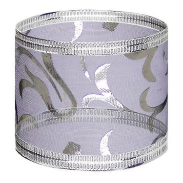Imagem de Fita De Natal Aramada 5cm X 10m Lilas Prata C/3 Rolos: 30m - Fitas Reg