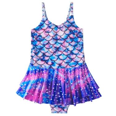 Imagem de Butvashine Maiô infantil com alças de ombro, sereia, praia, natação, surfe, Roxa, 10-11 Anos